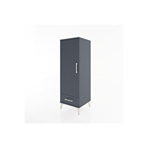 Hyperion Dolap Tek Raflı Tek Çekmeceli Tek Askılı 44x44x134 Antrasit-antrasit
