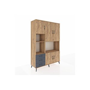 Hyperion Dolap 9 Raflı 3 Çekmeceli 5 Kapaklı 132x44x195 Çam-çam/antrasit