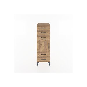 Hyperion Dolap Tek Raflı 5 Çekmeceli Tek Kapaklı 44x44x134 Çam-çam
