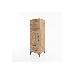Hyperion Dolap Tek Raflı 5 Çekmeceli Tek Kapaklı 44x44x134 Çam-çam