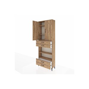 Arges Dolap 5 Raflı 4 Çekmeceli 2 Kapaklı 88x30x243 Çam-çam