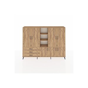 Arges Dolap 11 Raflı 3 Çekmeceli 7 Kapaklı 220x30x163 Çam-çam
