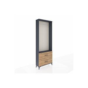 Arges Dolap Tek Raflı 2 Çekmeceli Tek Askılı 88x30x243 Antrasit-çam