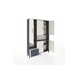 Arges Dolap 10 Raflı 2 Çekmeceli 5 Kapaklı 132x30x195 Antrasit-aytaşı/antrasit