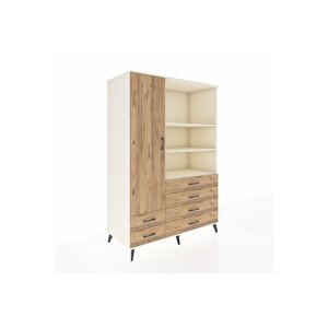 Kronos Dolap 7 Raflı 6 Çekmeceli Tek Kapaklı  132x59x195 Aytaşı-çam/çam