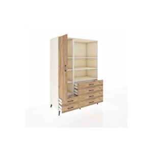 Kronos Dolap 7 Raflı 6 Çekmeceli Tek Kapaklı  132x59x195 Aytaşı-çam/çam