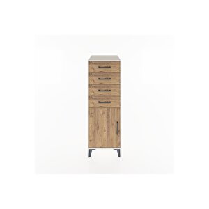 Hyperion Dolap Tek Raflı 4 Çekmeceli Tek Kapaklı 44x44x134 Aytaşı-çam