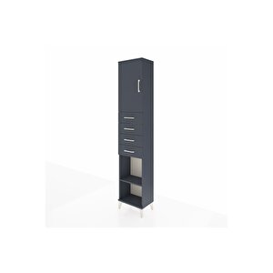 Arges Dolap 3 Raflı 4 Çekmeceli Tek Kapaklı 44x30x221 Antrasit-antrasit