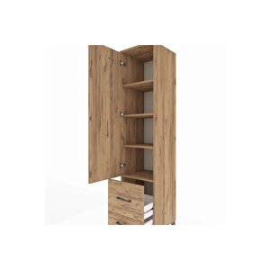 Hyperion Dolap 4 Raflı 2 Çekmeceli Tek Kapaklı 44x44x195 Çam-çam