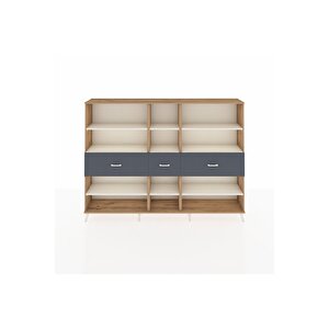 Arges Dolap 9 Raflı 3 Çekmeceli  220x30x163 Çam-aytaşı/antrasit