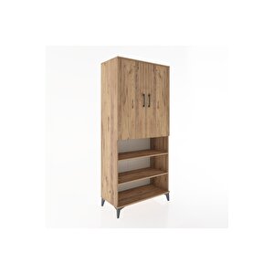 Hyperion Dolap 4 Raflı 2 Kapaklı Tek Askılı 88x44x195 Çam-çam
