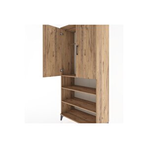Hyperion Dolap 4 Raflı 2 Kapaklı Tek Askılı 88x44x195 Çam-çam