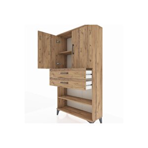 Arges Dolap 3 Raflı 2 Çekmeceli 2 Kapaklı 88x30x163 Çam-çam