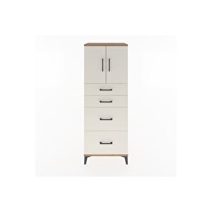 Hyperion Dolap 2 Raflı 4 Çekmeceli 2 Kapaklı 60x44x163 Çam-aytaşı