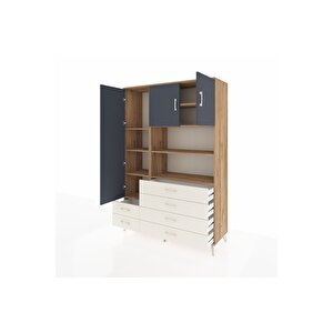 Hyperion Dolap 8 Raflı 6 Çekmeceli 3 Kapaklı 132x44x195 Çam-antrasit/aytaşı