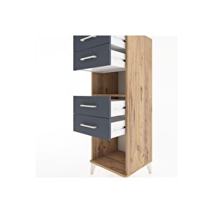 Hyperion Dolap Tek Raflı 4 Çekmeceli 44x44x134 Çam-antrasit