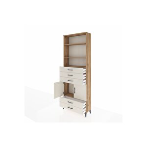 Arges Dolap 4 Raflı 5 Çekmeceli 2 Kapaklı 88x30x243 Çam-aytaşı