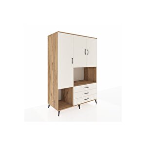 Kronos Dolap 6 Raflı 3 Çekmeceli 3 Kapaklı 132x59x195 Çam-aytaşı/aytaşı