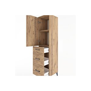 Hyperion Dolap 2 Raflı 3 Çekmeceli Tek Kapaklı 44x44x182 Çam-çam