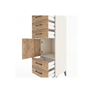 Hyperion Dolap Tek Raflı 5 Çekmeceli Tek Kapaklı 44x44x134 Aytaşı-çam