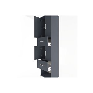 Hyperion Dolap 3 Raflı 2 Çekmeceli 4 Kapaklı 60x44x243 Antrasit-antrasit