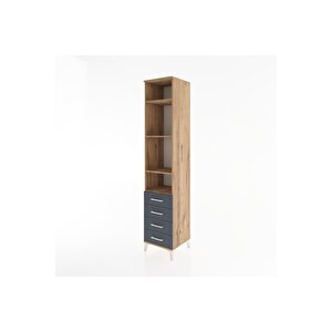 Hyperion Dolap 4 Raflı 4 Çekmeceli 44x44x221 Çam-antrasit