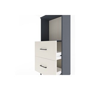 Arges Dolap Tek Raflı 2 Çekmeceli 60x30x134 Antrasit-aytaşı