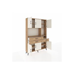Arges Dolap 9 Raflı 3 Çekmeceli 6 Kapaklı 132x30x195 Çam-aytaşı/çam