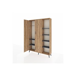 Arges Dolap 6 Raflı 4 Kapaklı Tek Askılı 132x30x195 Çam-çam/antrasit