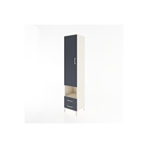 Hyperion Dolap 5 Raflı 2 Çekmeceli Tek Kapaklı 44x44x221 Aytaşı-antrasit