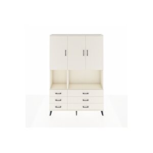 Arges Gardrop 6 Raflı 6 Çekmeceli 3 Kapaklı 132x30x195 Aytaşı-aytaşı