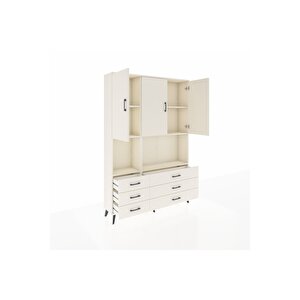 Arges Gardrop 6 Raflı 6 Çekmeceli 3 Kapaklı 132x30x195 Aytaşı-aytaşı