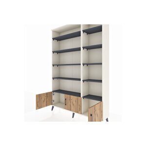 Arges Dolap 10 Raflı 3 Kapaklı 132x30x195 Aytaşı-çam/antrasit