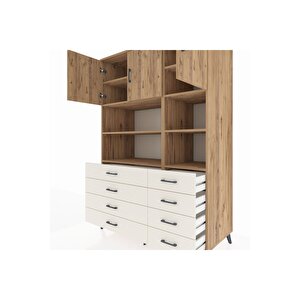Kronos Dolap 8 Raflı 8 Çekmeceli 3 Kapaklı 132x59x195 Çam-çam/aytaşı