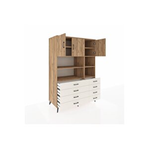 Kronos Dolap 8 Raflı 8 Çekmeceli 3 Kapaklı 132x59x195 Çam-çam/aytaşı