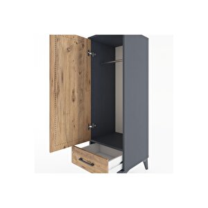 Hyperion Dolap Tek Raflı Tek Çekmeceli Tek Askılı 44x44x134 Antrasit-çam