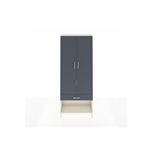 Arges Dolap 4 Raflı Tek Çekmeceli 2 Kapaklı 88x30x221 Aytaşı-antrasit