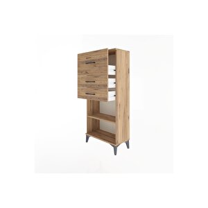 Arges Dolap Tek Raflı 3 Çekmeceli 60x30x134 Çam-çam