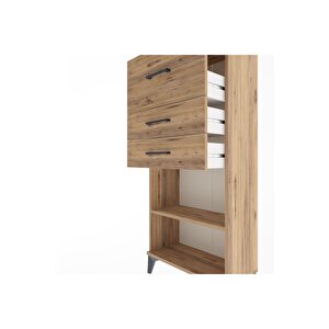 Arges Dolap Tek Raflı 3 Çekmeceli 60x30x134 Çam-çam