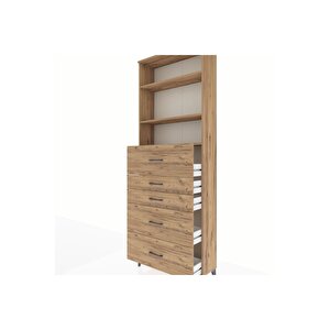 Arges Dolap 3 Raflı 5 Çekmeceli 88x30x243 Çam-çam