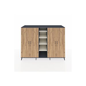 Kronos Dolap 12 Raflı 4 Kapaklı 220x59x163 Antrasit-çam/aytaşı