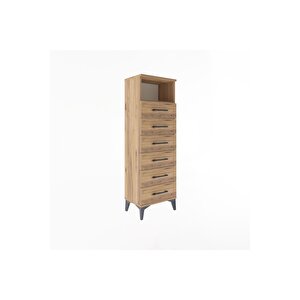 Arges Dolap Tek Raflı 6 Çekmeceli 44x30x134 Çam-çam