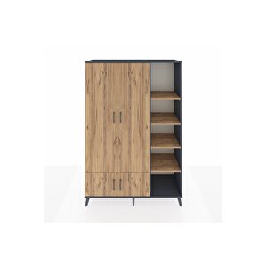 Hyperion Gardrop 6 Raflı 4 Kapaklı Tek Askılı 132x44x195 Antrasit-çam