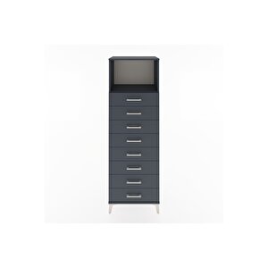 Hyperion Dolap Tek Raflı 8 Çekmeceli 60x44x182 Antrasit-antrasit
