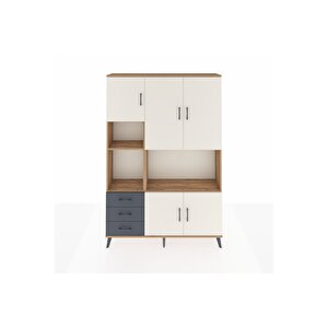 Arges Dolap 9 Raflı 3 Çekmeceli 5 Kapaklı 132x30x195 Çam-aytaşı/antrasit