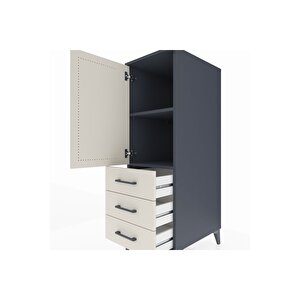 Kronos Dolap 2 Raflı 3 Çekmeceli Tek Kapaklı 44x59x134 Antrasit-aytaşı