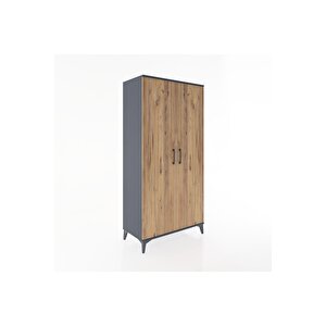 Hyperion Dolap 2 Raflı 2 Kapaklı Tek Askılı 88x44x182 Antrasit-çam