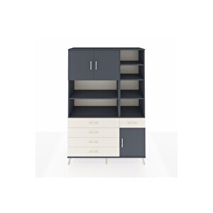 Hyperion Dolap 9 Raflı 5 Çekmeceli 3 Kapaklı 132x44x195 Antrasit-antrasit/aytaşı