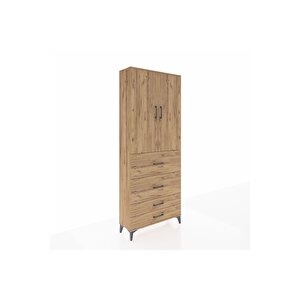 Arges Dolap 2 Raflı 4 Çekmeceli 2 Kapaklı 88x30x221 Çam-çam