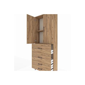 Arges Dolap 2 Raflı 4 Çekmeceli 2 Kapaklı 88x30x221 Çam-çam
